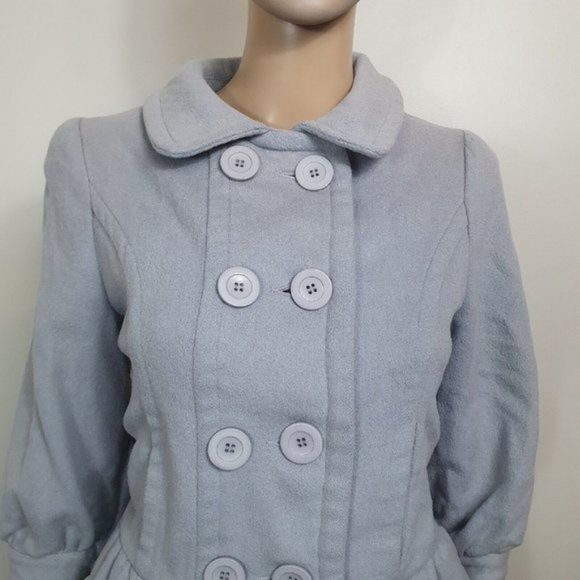 Alannah Hill Coat Jacket Wool  &  Chmere blend grey peplum pleated - Picture 2 of 8